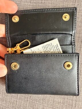 KAEN Black Leather Key Wallet with Gold Hardware